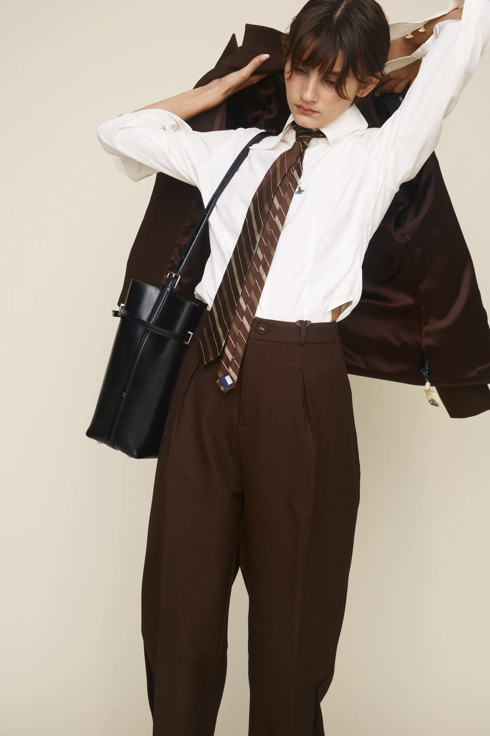 Black Belted Leather Tote Bag - Image 15