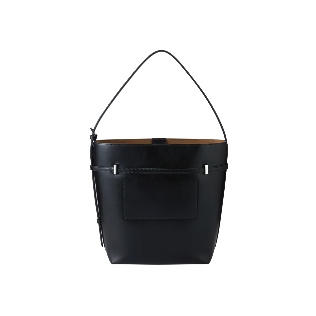 Black Belted Leather Tote Bag - Image 4