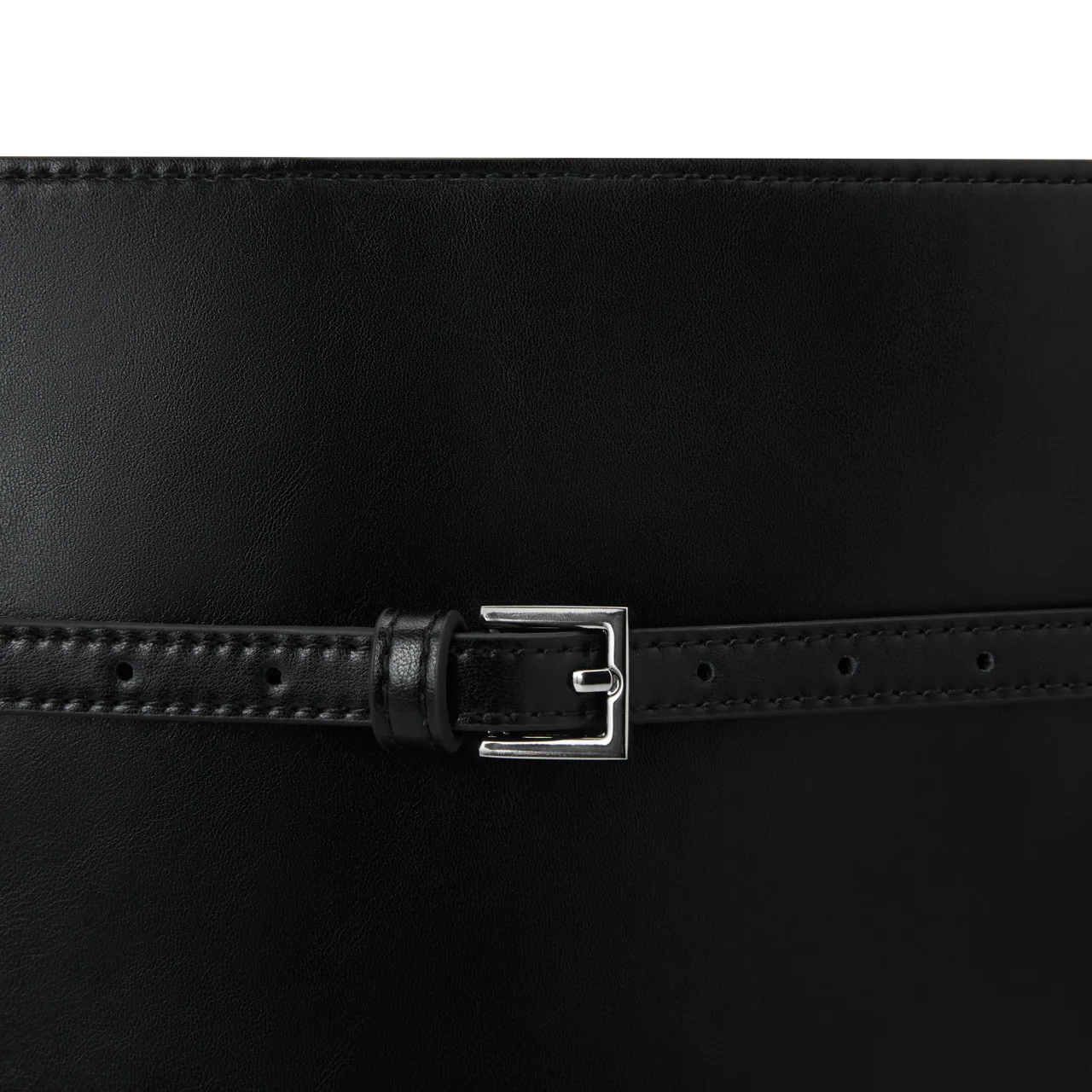 Black Belted Leather Tote Bag - Image 7