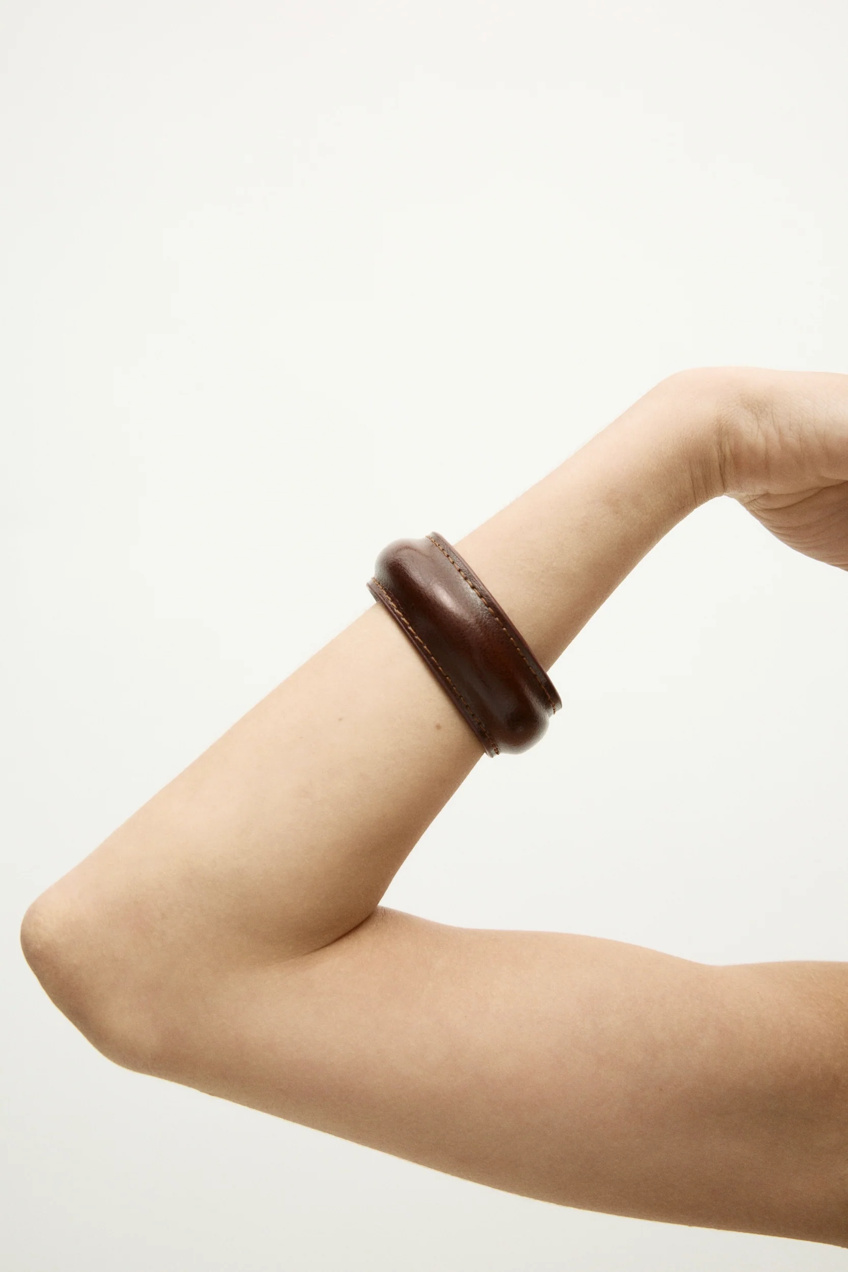 Brown Leather Cuff Bracelet - Image 3