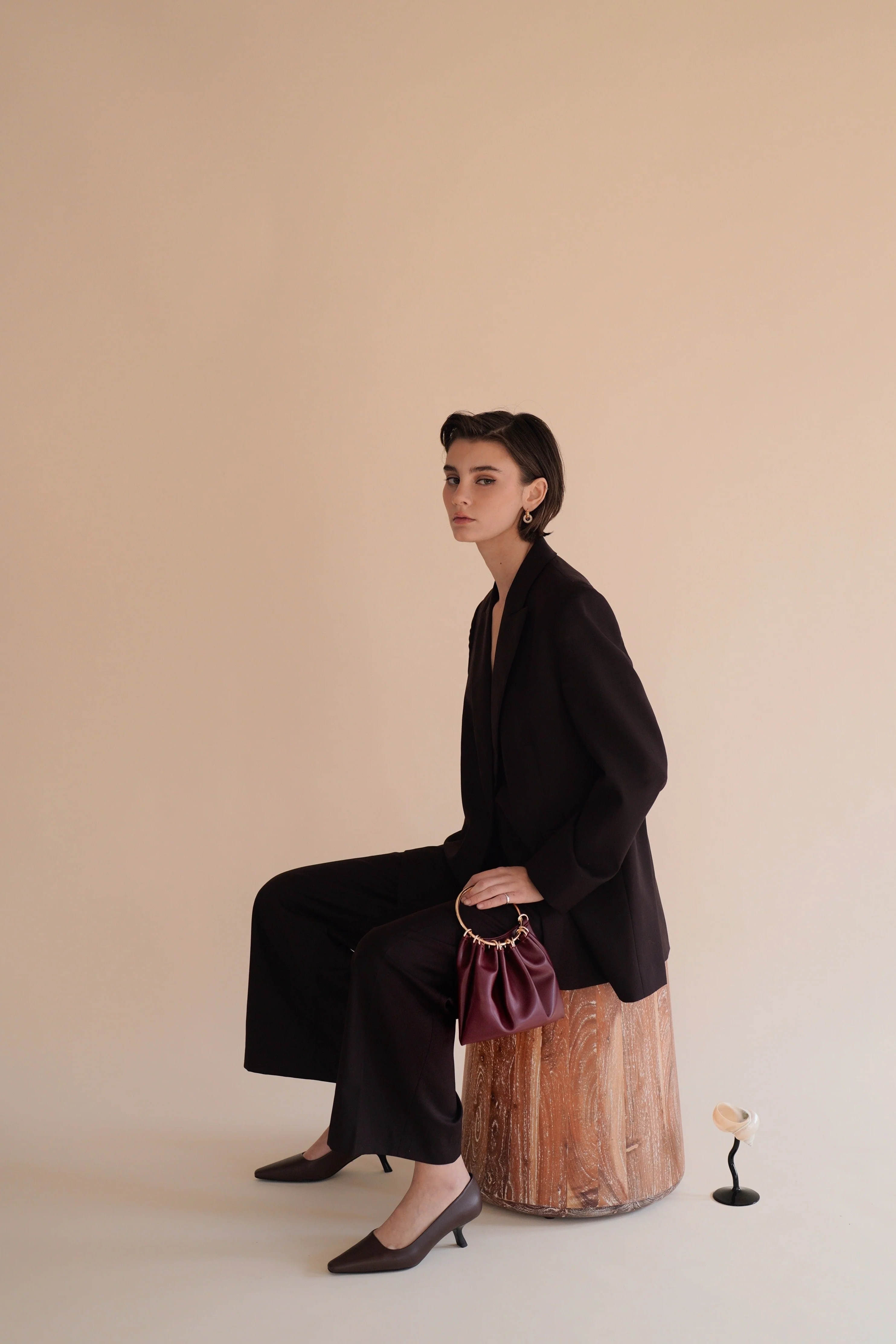 Burgundy Ring Handle Bag - Image 11