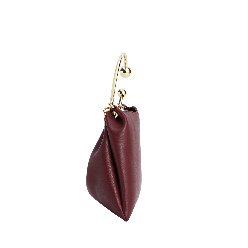Burgundy Ring Handle Bag - Image 7
