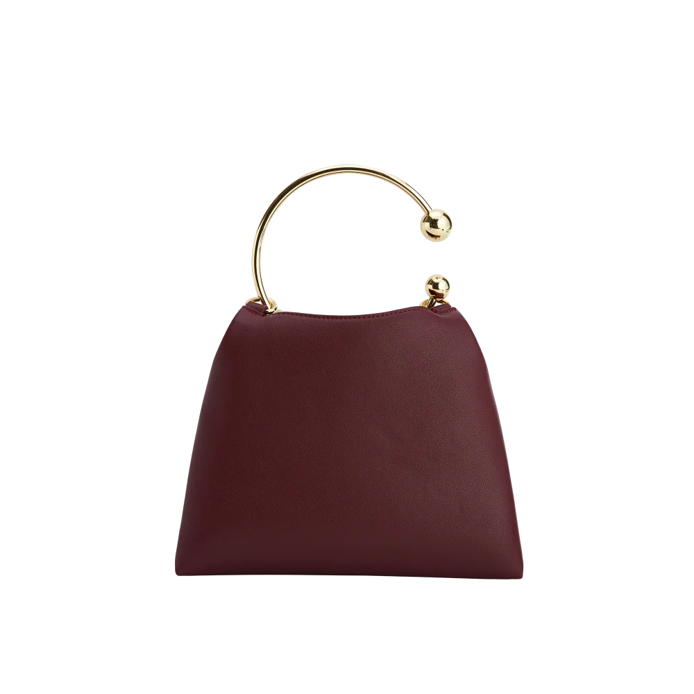Burgundy Ring Handle Bag - Image 8