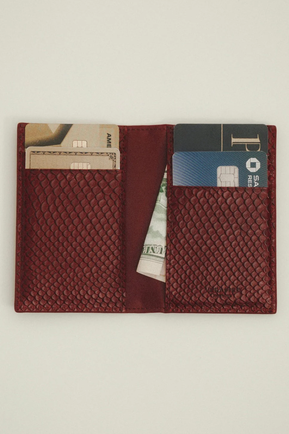 Maroon Python Embossed Wallet - Image 5