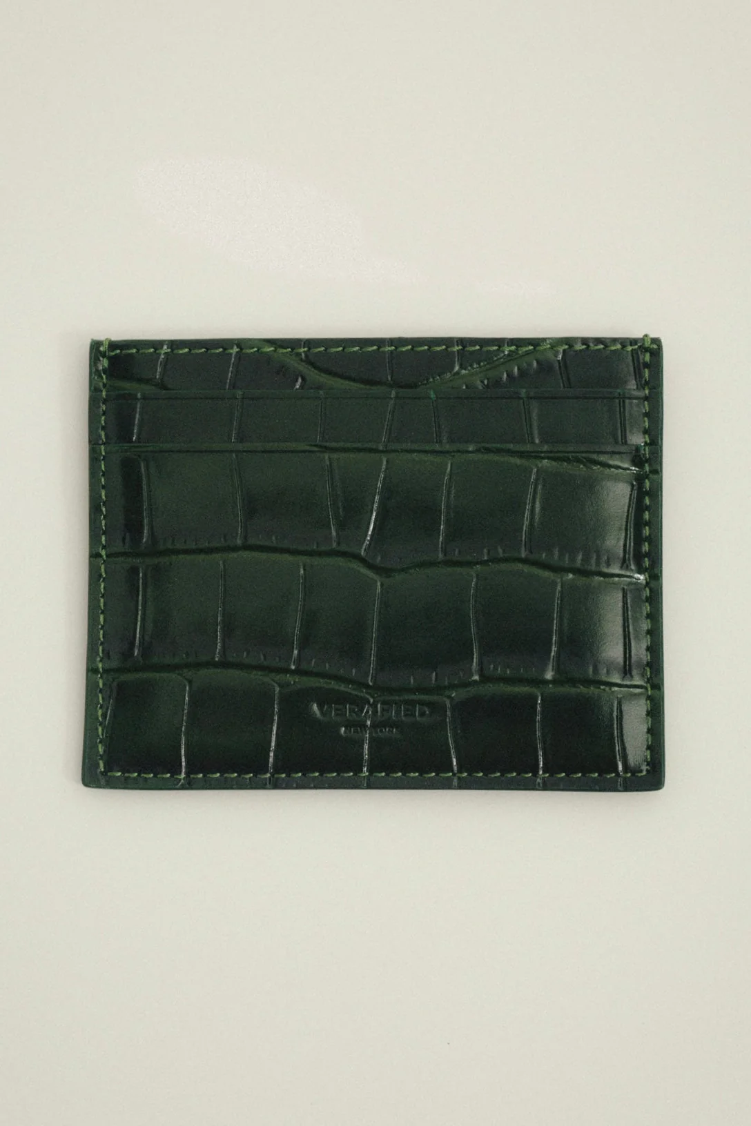 Emerald Croc Embossed Cardholder - Image 4