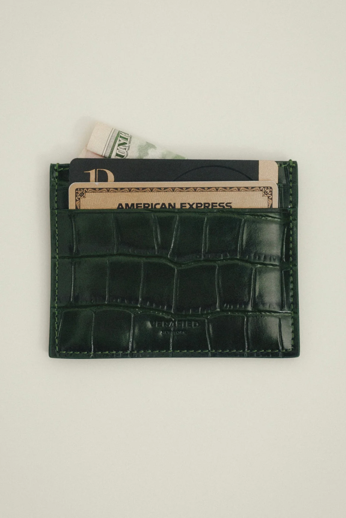 Emerald Croc Embossed Cardholder - Image 5