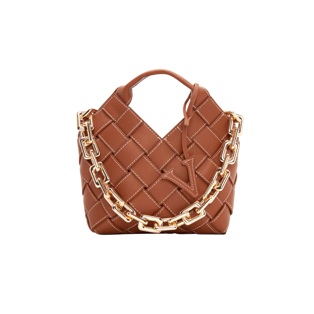 Caramel Woven Basket Bag - Image 11