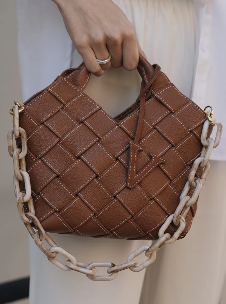 Caramel Woven Basket Bag - Image 21