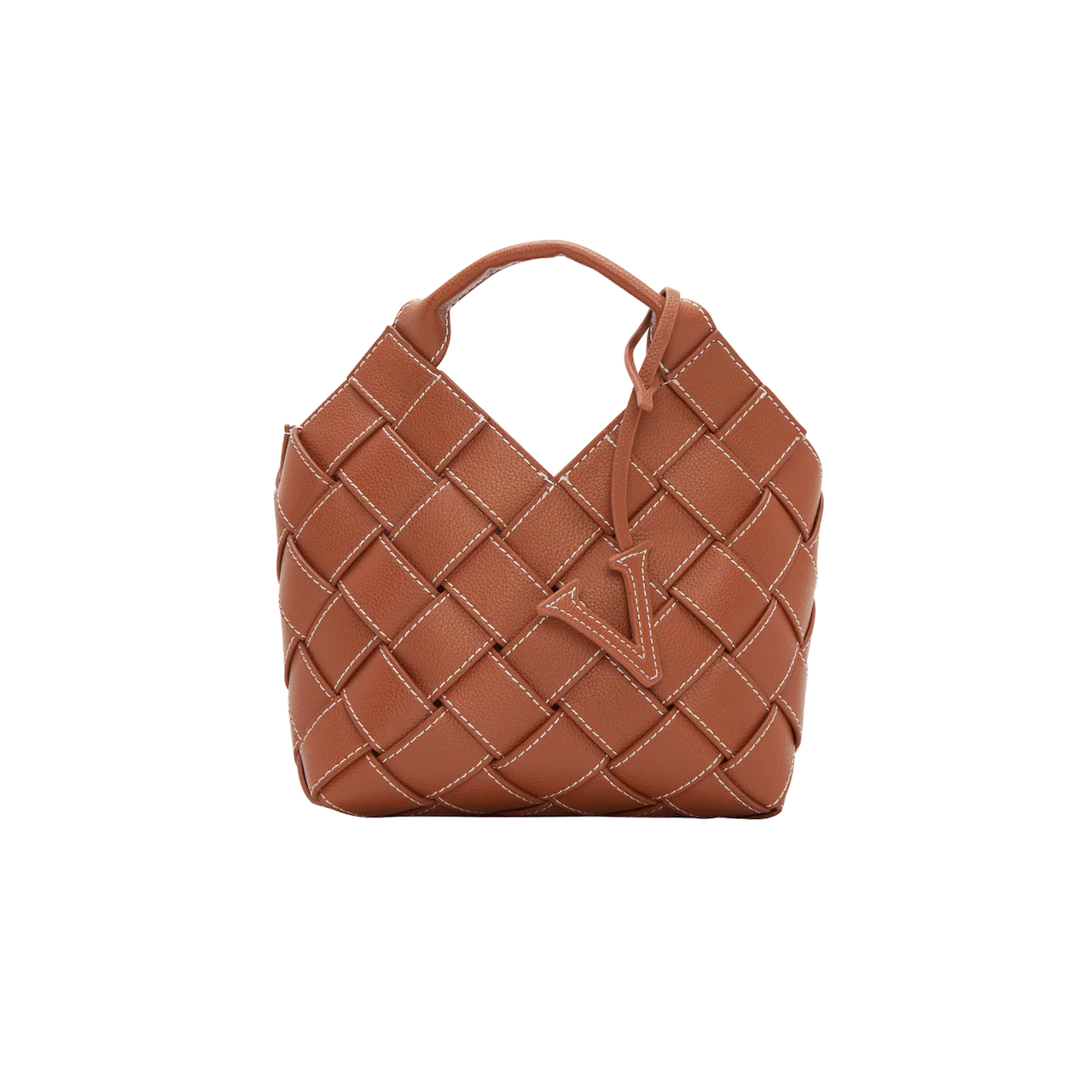 Caramel Woven Basket Bag - Image 3