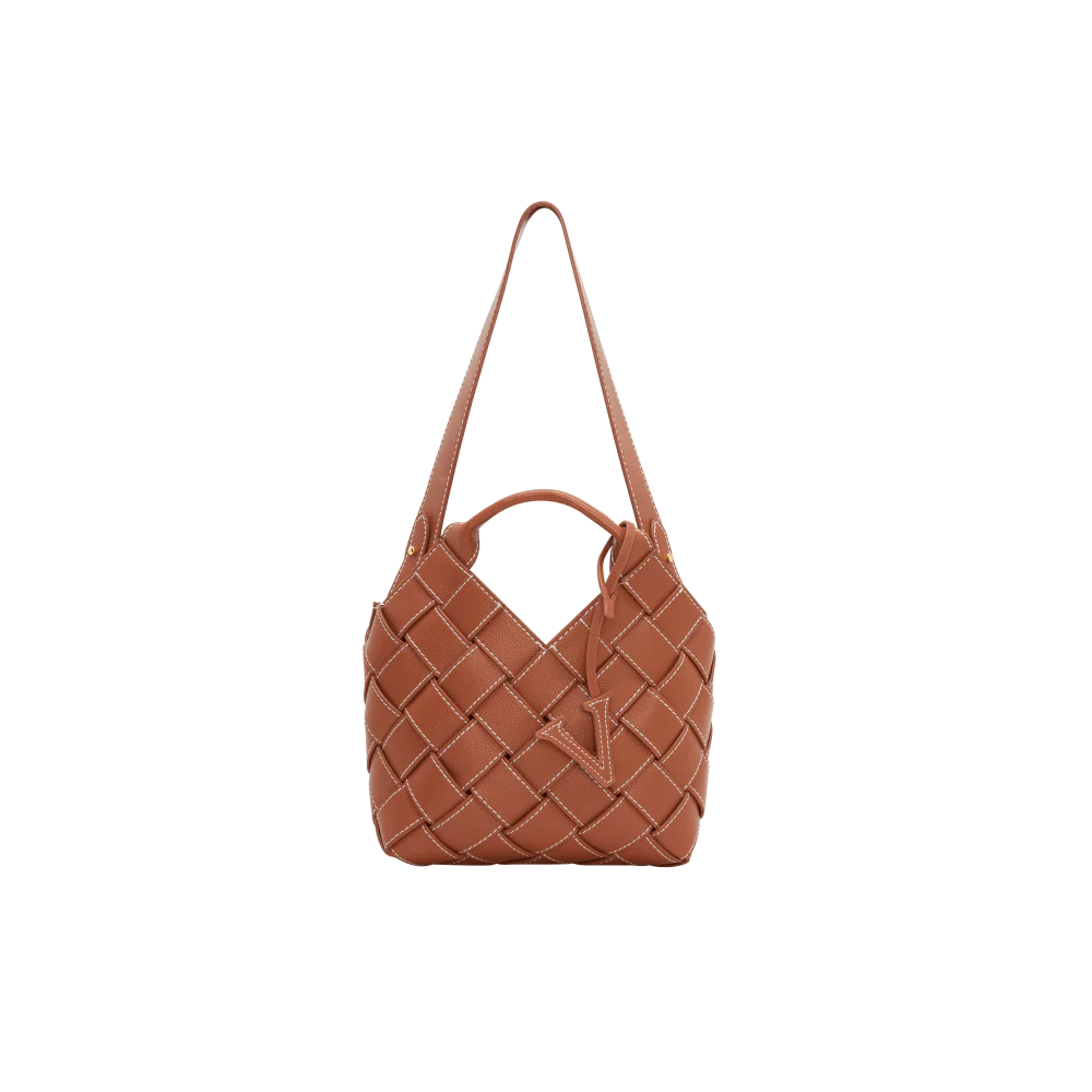 Caramel Woven Basket Bag - Image 4