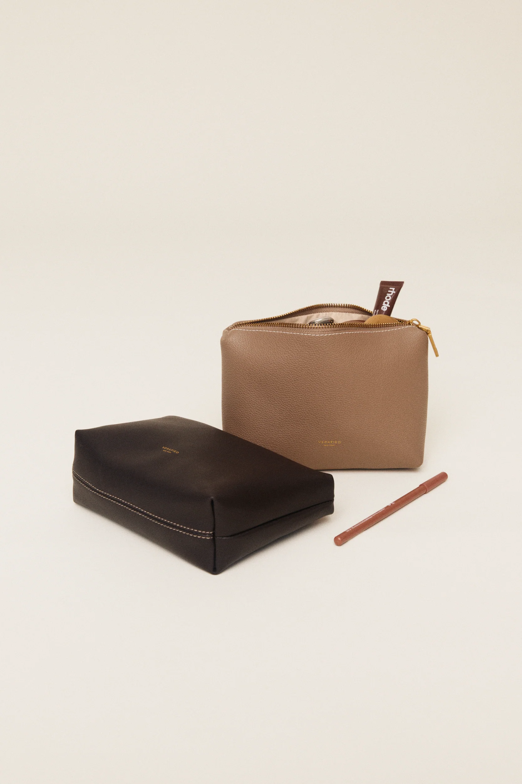 Espresso Leather Makeup Pouch - Image 10