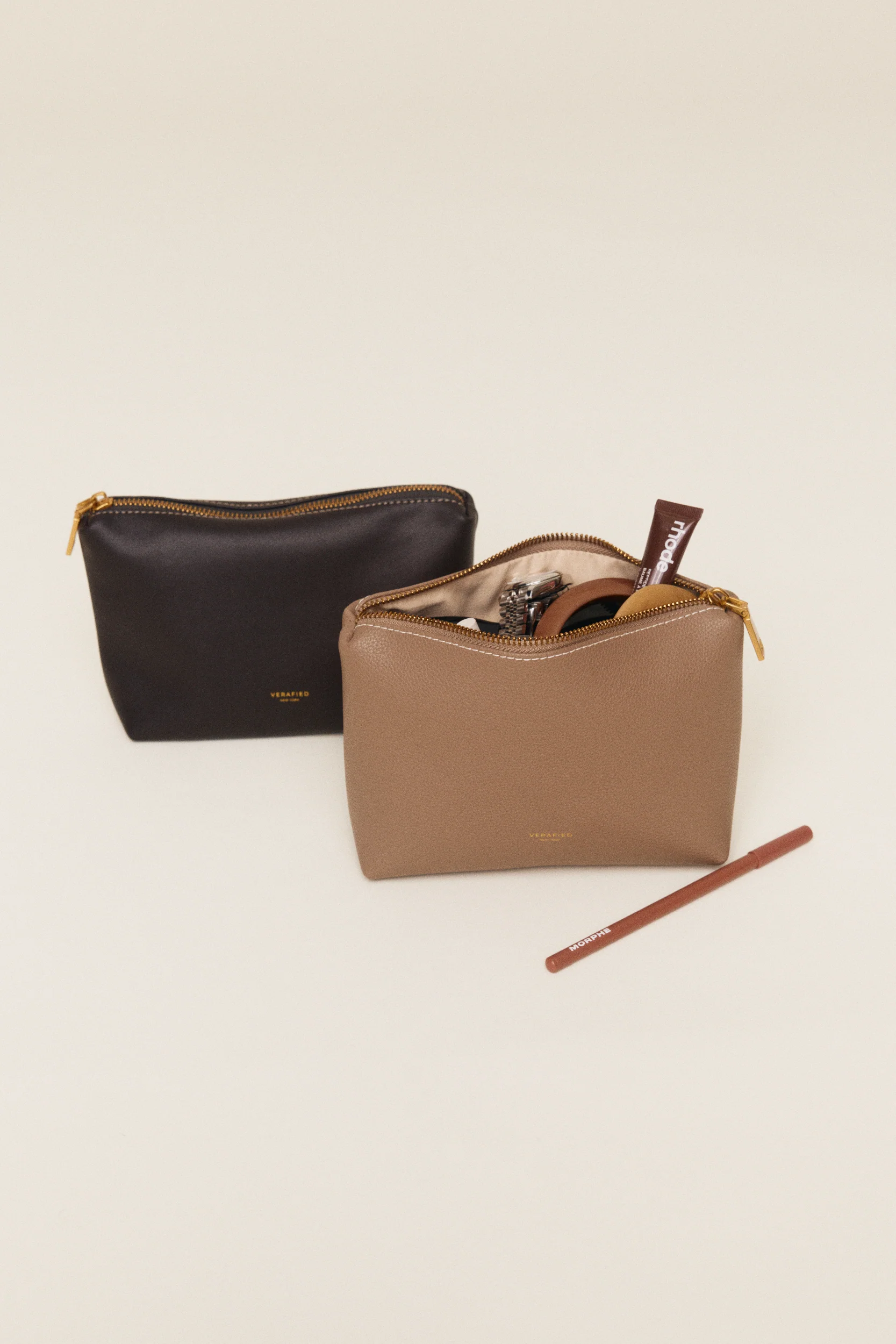 Espresso Leather Makeup Pouch - Image 7