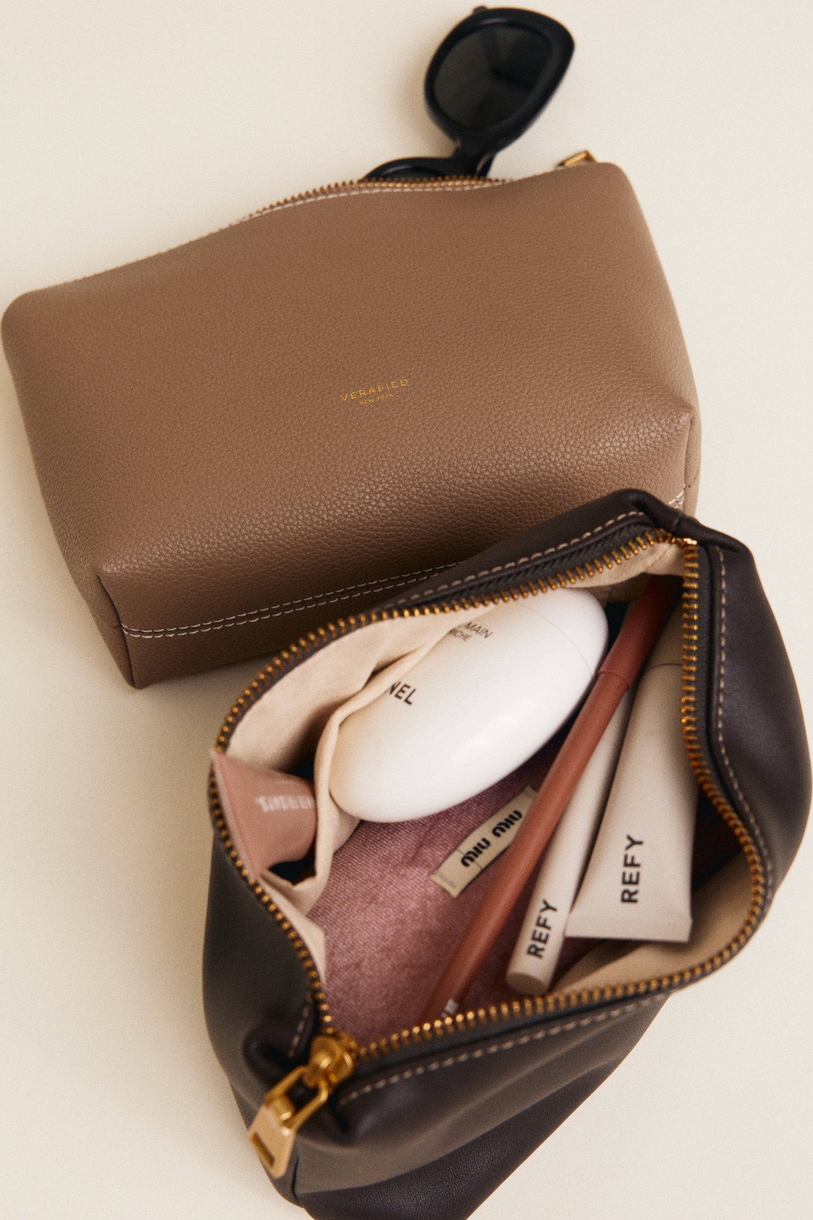 Espresso Leather Makeup Pouch - Image 8