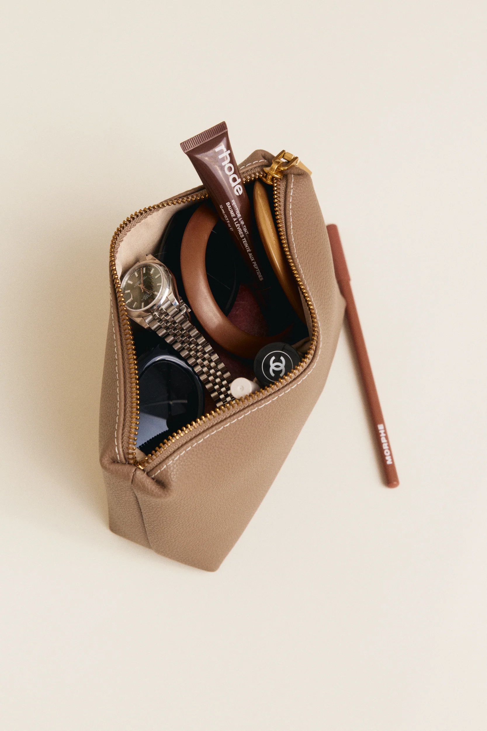 Etoupe Leather Makeup Pouch - Image 4