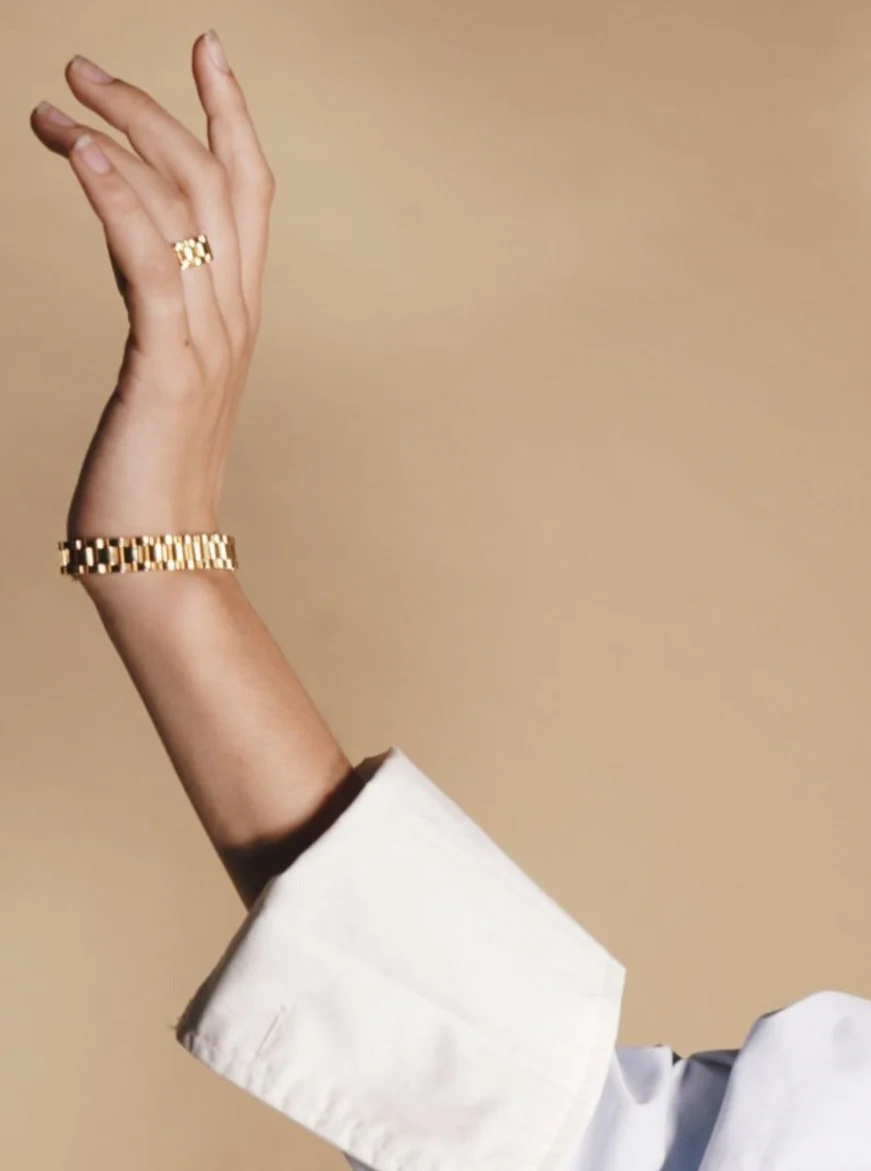 Gold three-link Open Ring (Final Sale) - Image 3