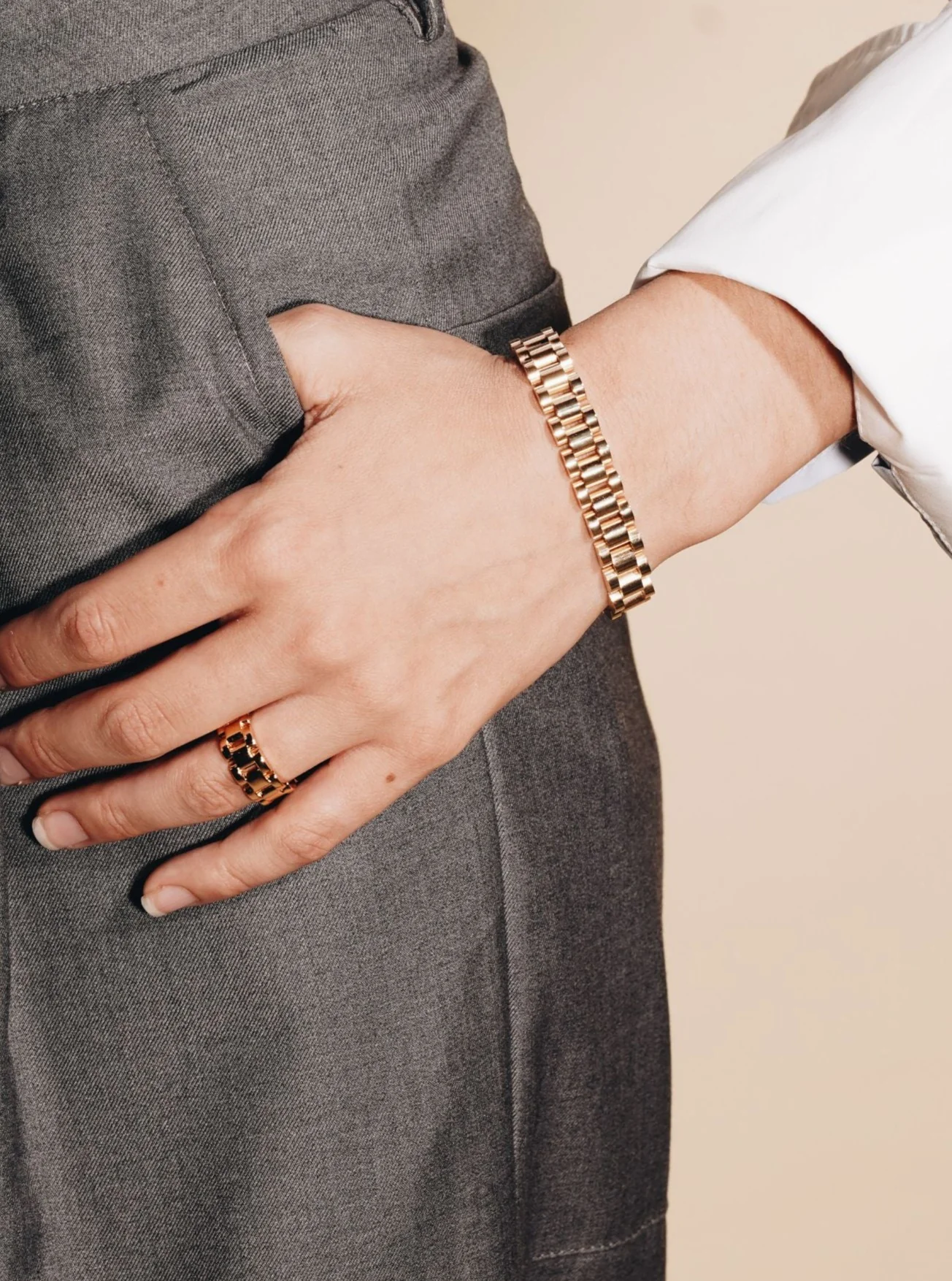 Gold three-link Open Ring (Final Sale) - Image 6