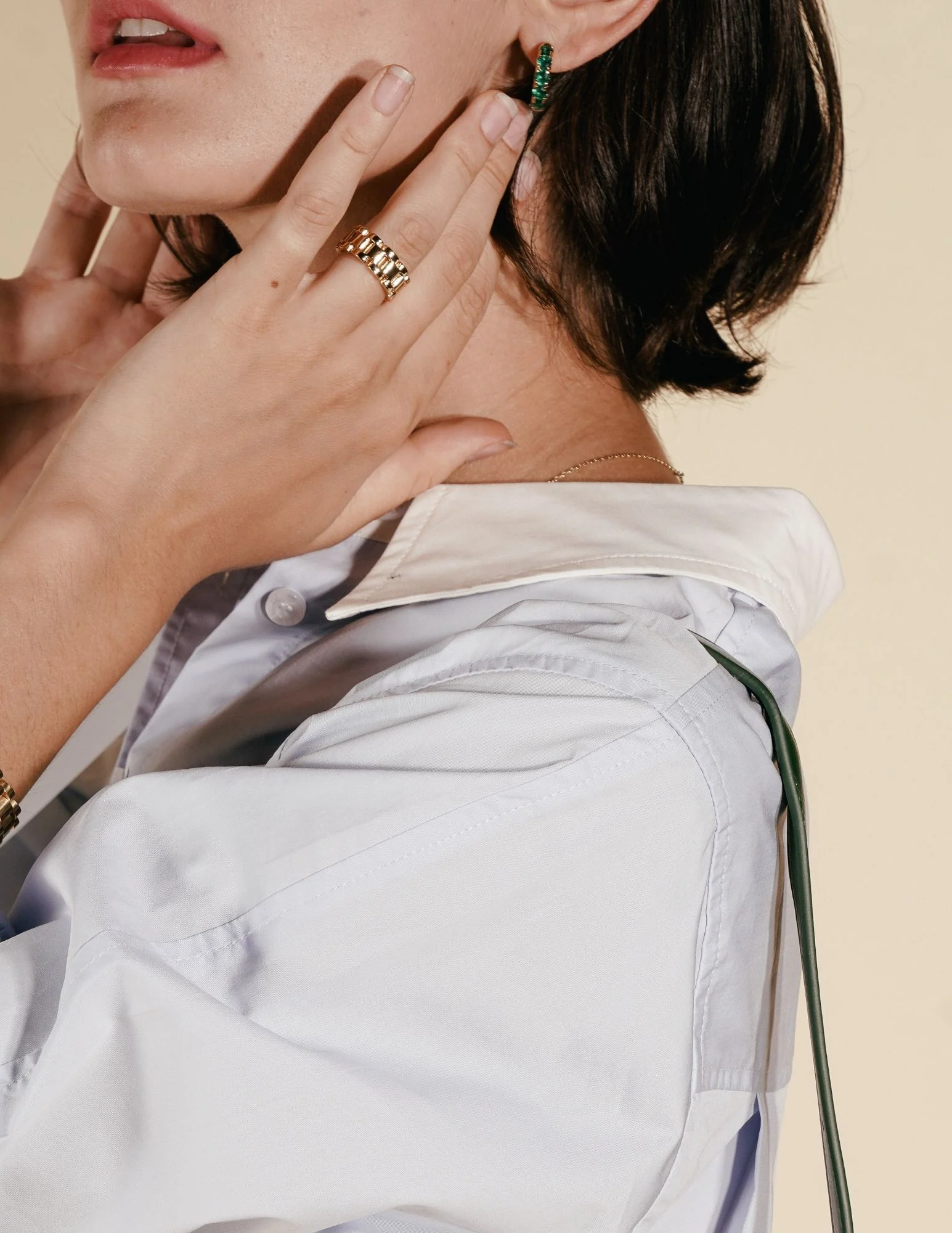 Gold three-link Open Ring (Final Sale) - Image 7