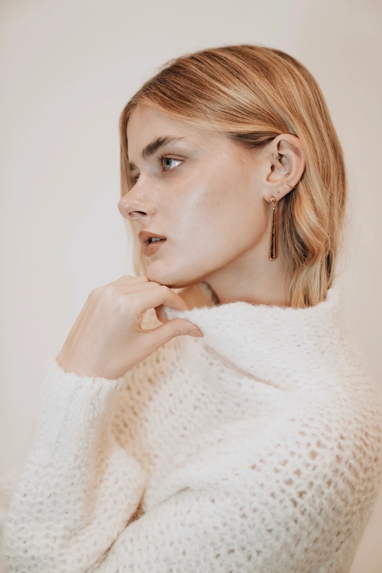 Gold Tapered Drop Earrings - Image 3