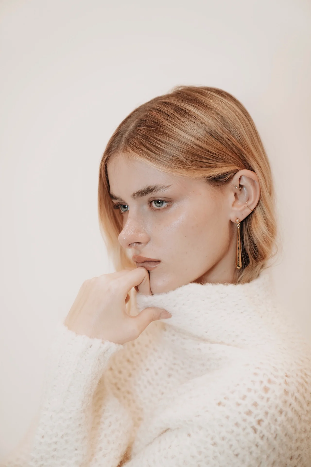 Gold Tapered Drop Earrings - Image 5