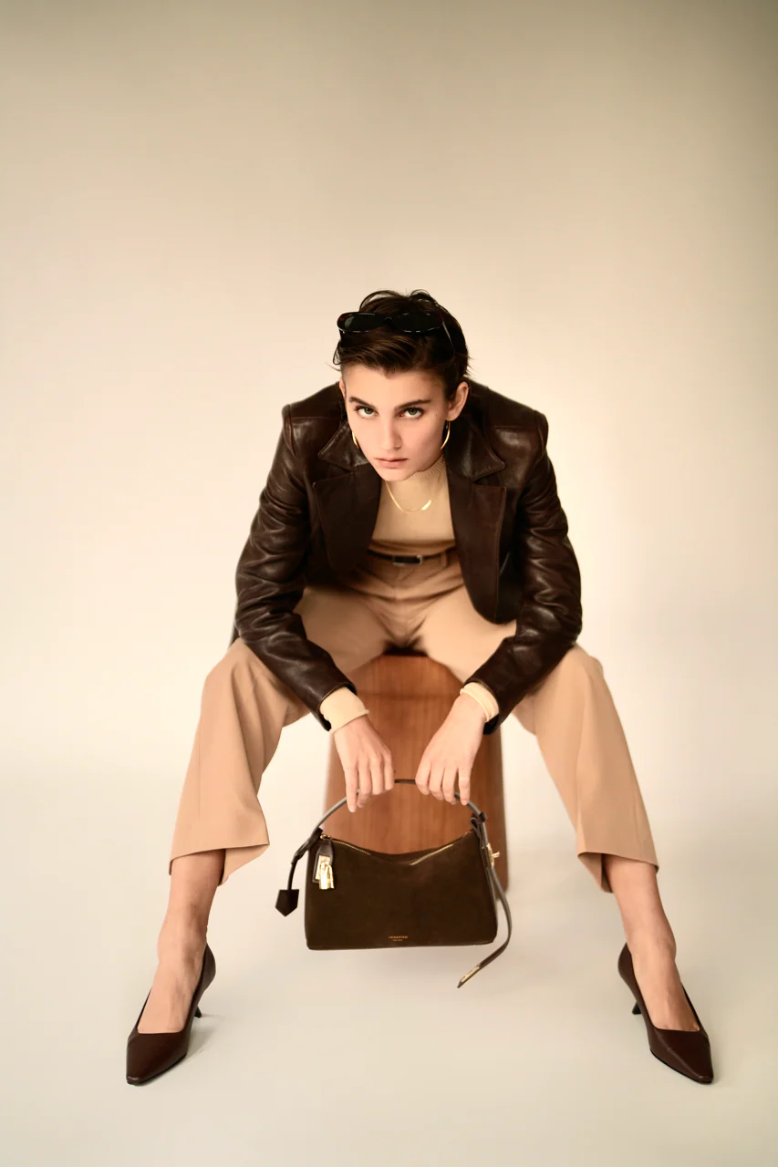 Gold Espresso Suede Hobo Bag - Image 14