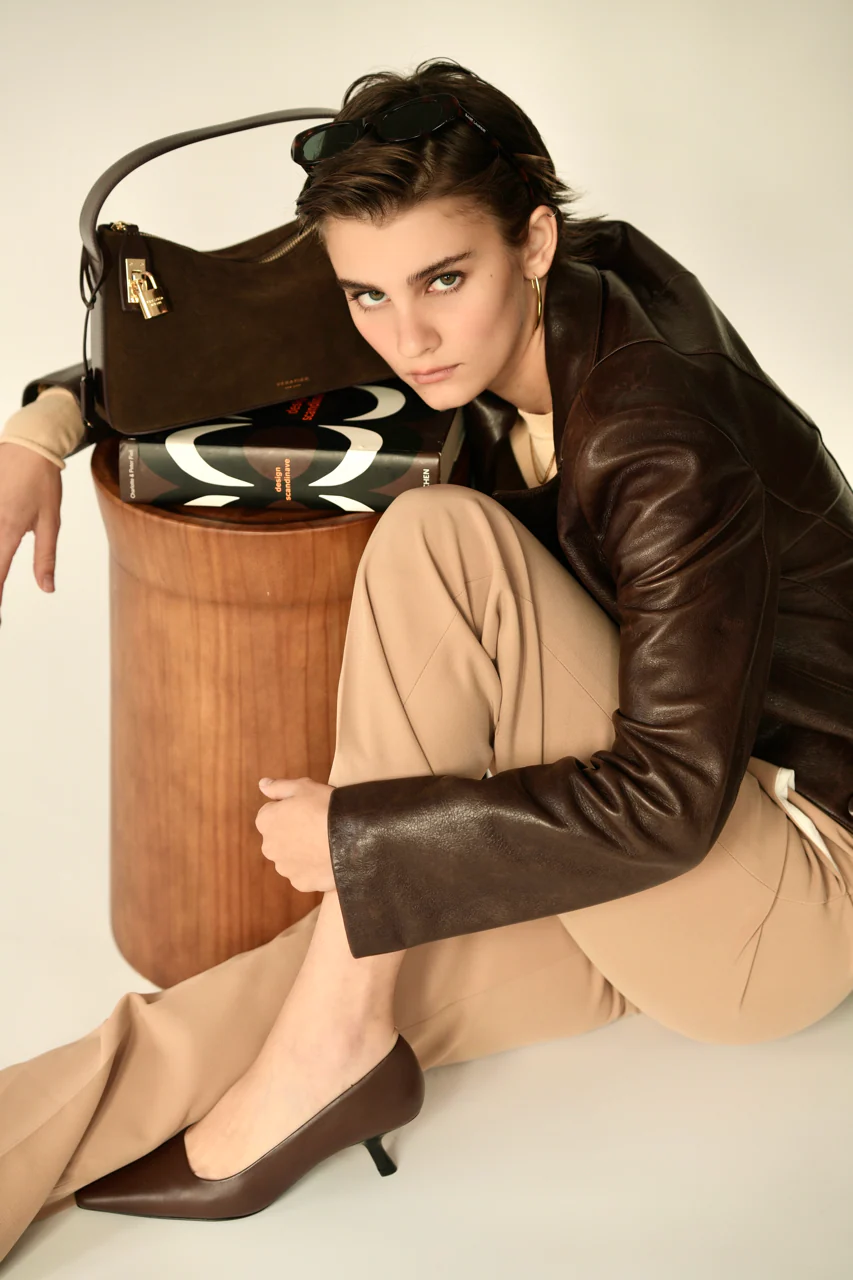 Gold Espresso Suede Hobo Bag - Image 15