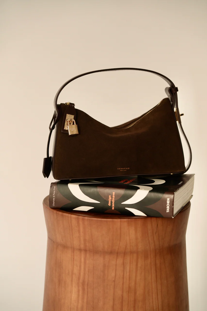 Gold Espresso Suede Hobo Bag - Image 16