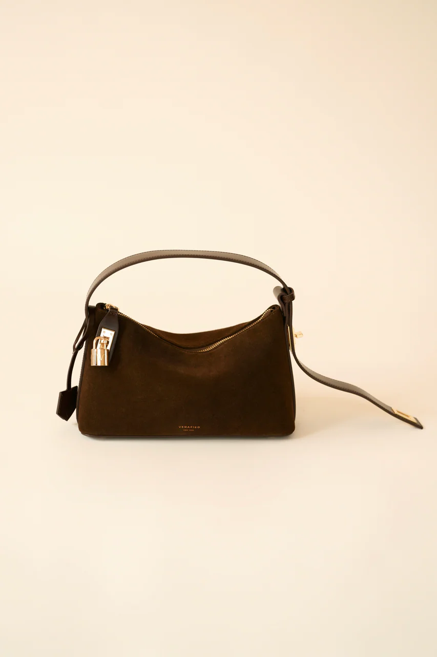 Gold Espresso Suede Hobo Bag - Image 18