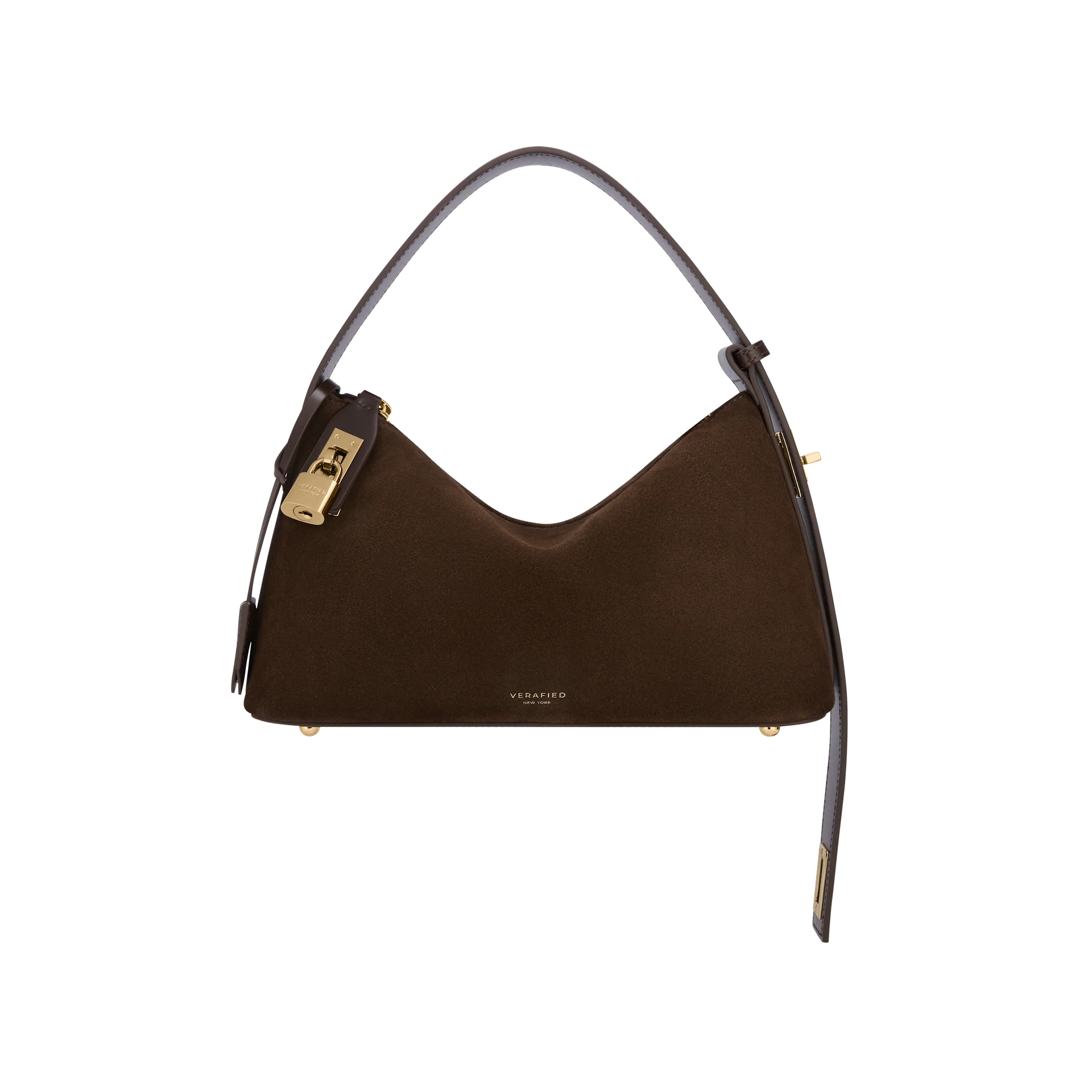 Gold Espresso Suede Hobo Bag - Image 3