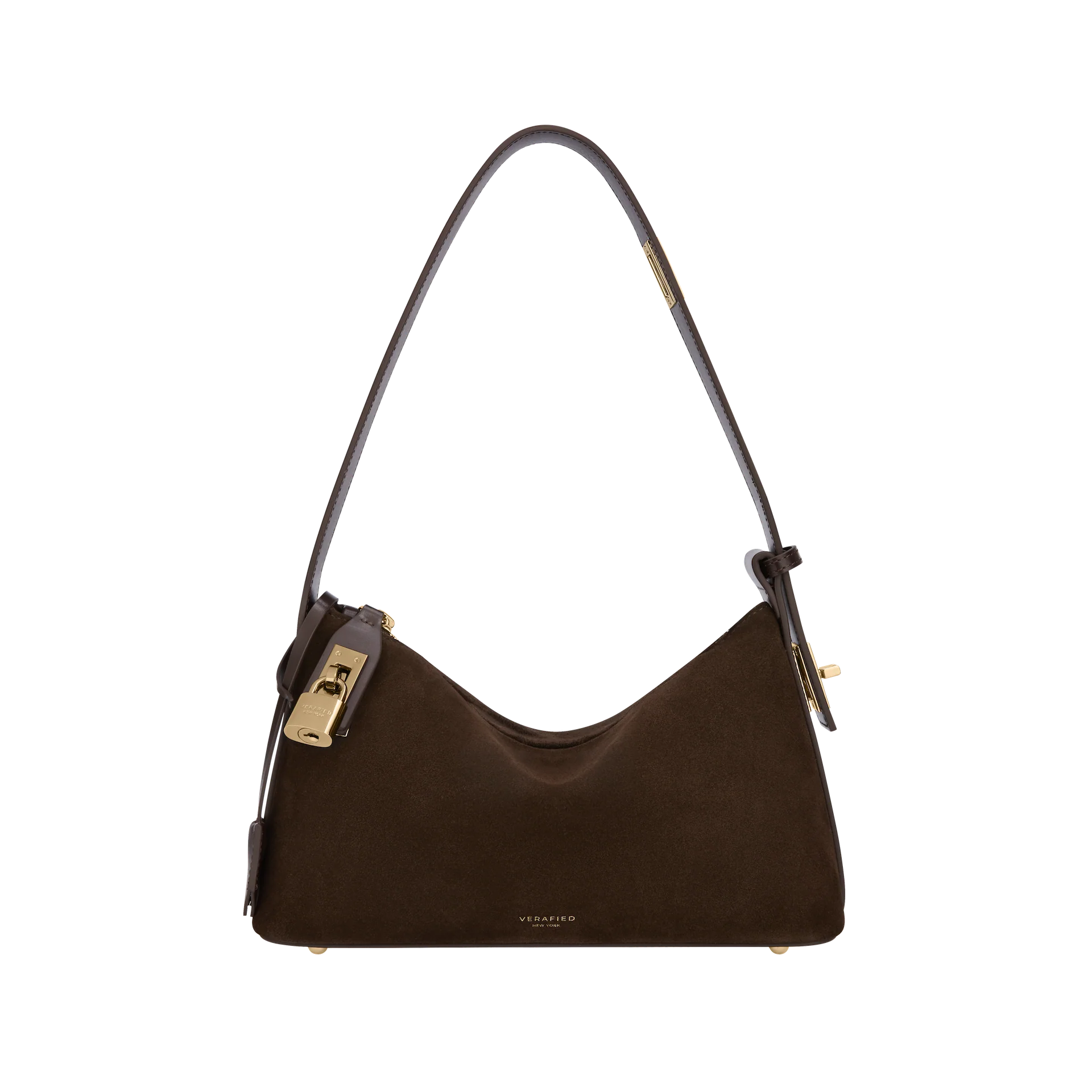 Gold Espresso Suede Hobo Bag - Image 4