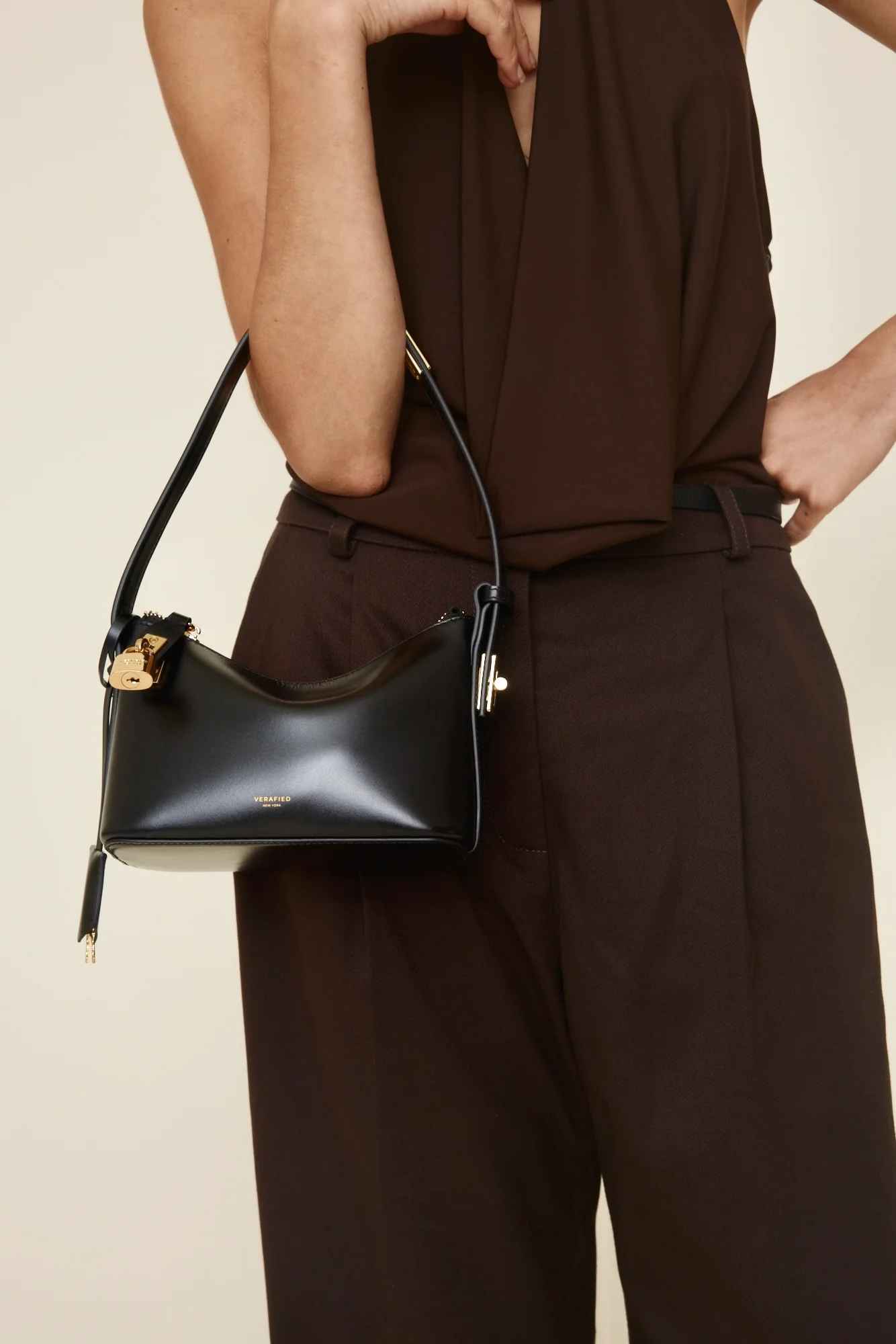 Mini Gold Black Hobo Bag - Image 10