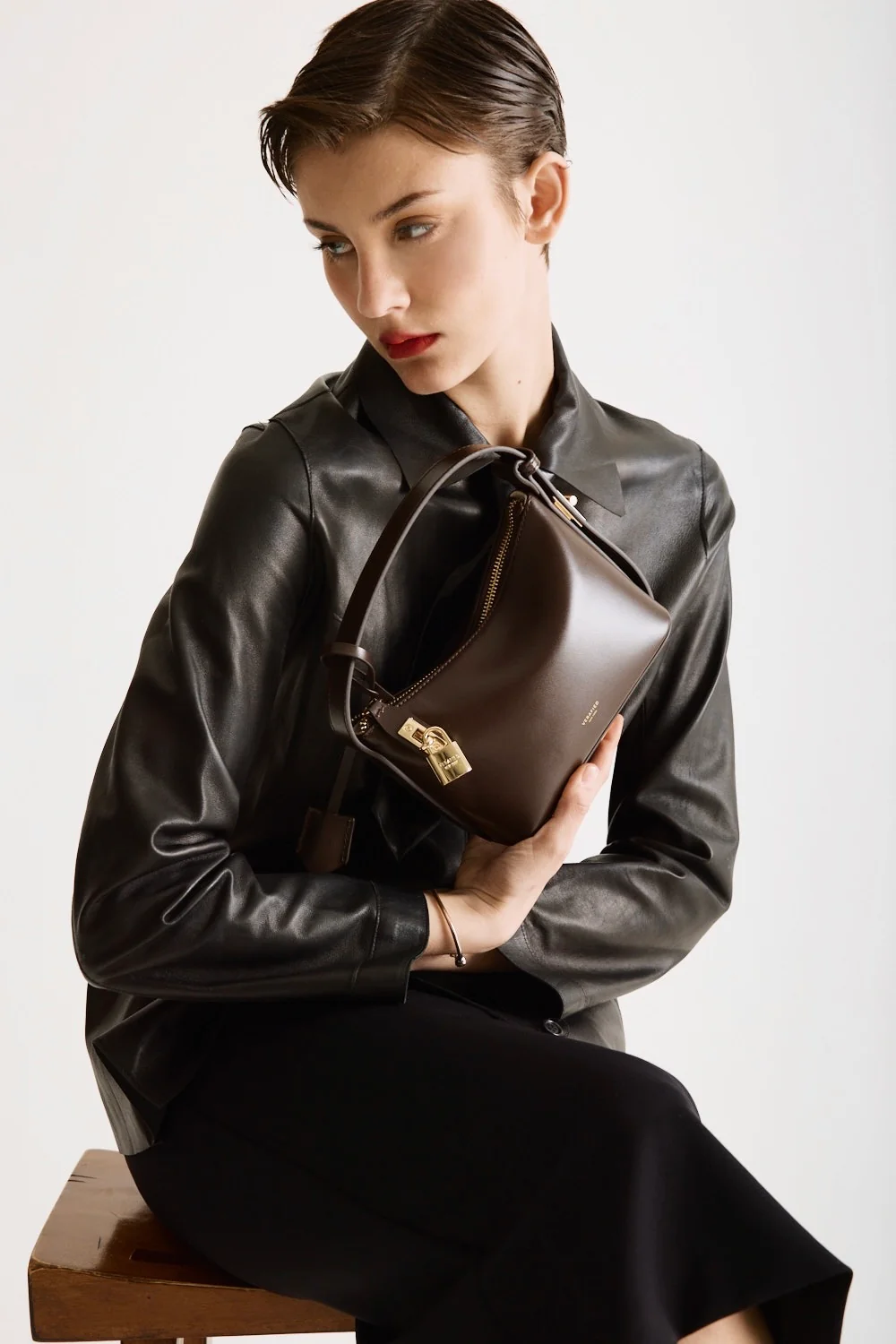 Mini Gold Chocolate Hobo Bag - Image 11