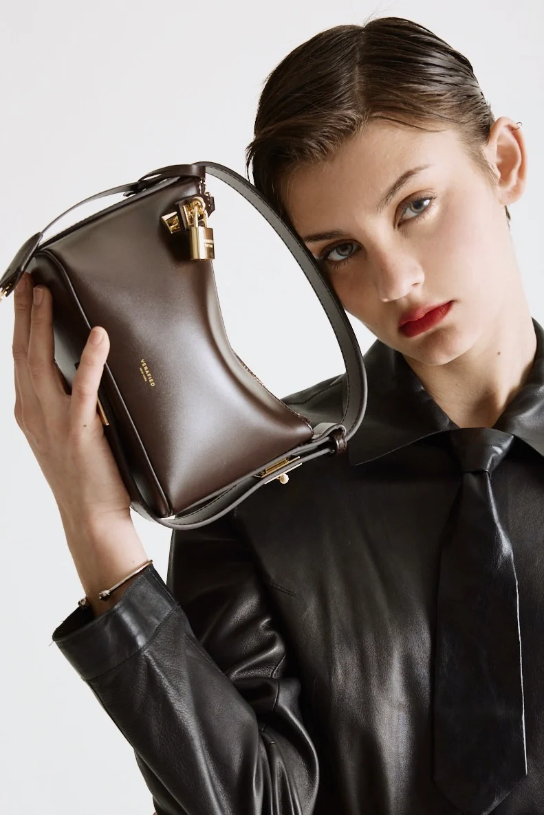 Mini Gold Chocolate Hobo Bag - Image 14