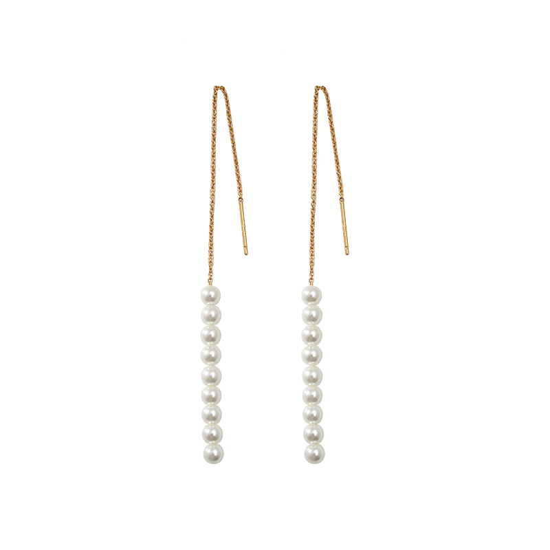 Pearl Drop Threader Earrings - Image 3