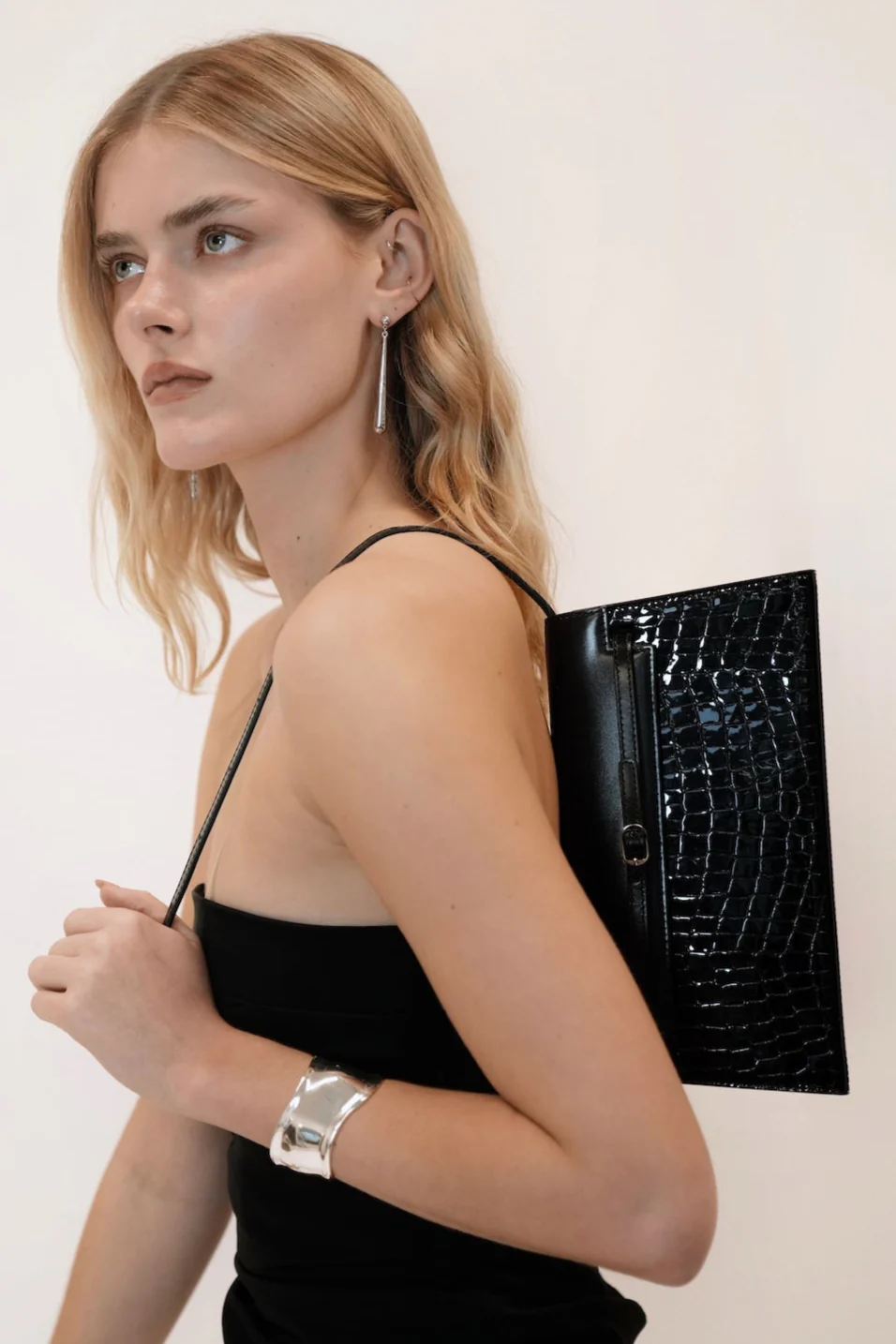 Silver Tapered Drop Earrings - Image 5