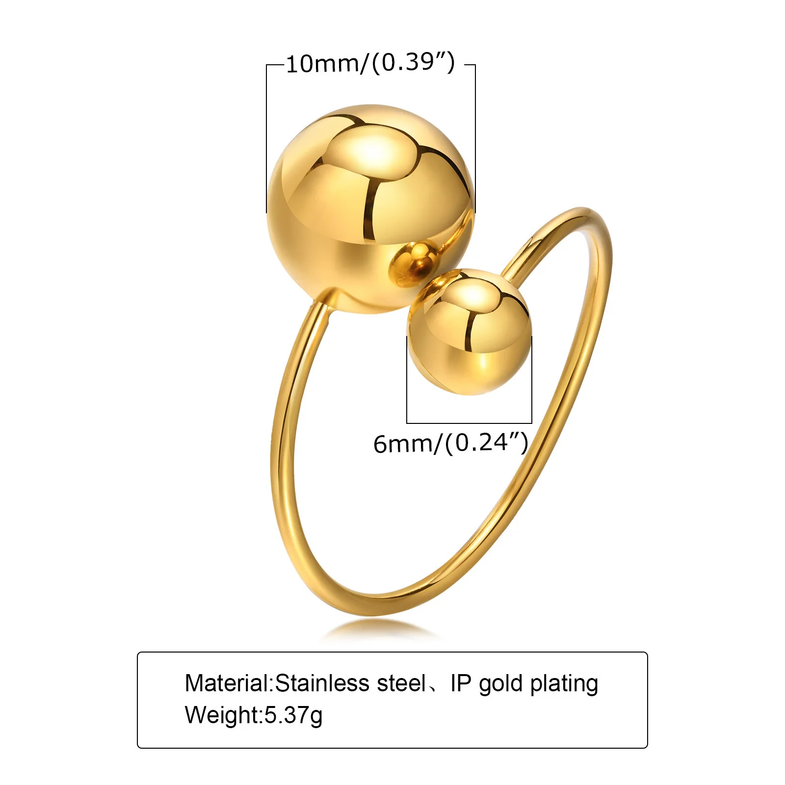 Double Ball Resizable Ring - Image 4