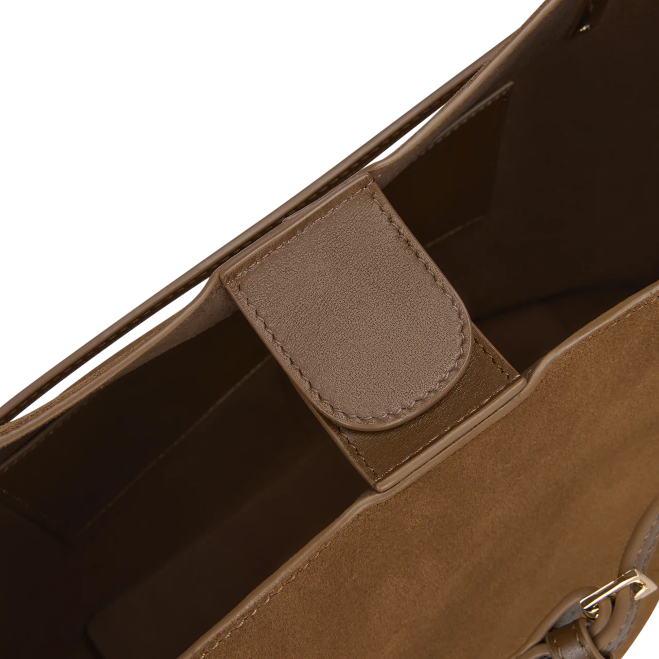 Toffee Suede Belted Tote Bag - Image 10