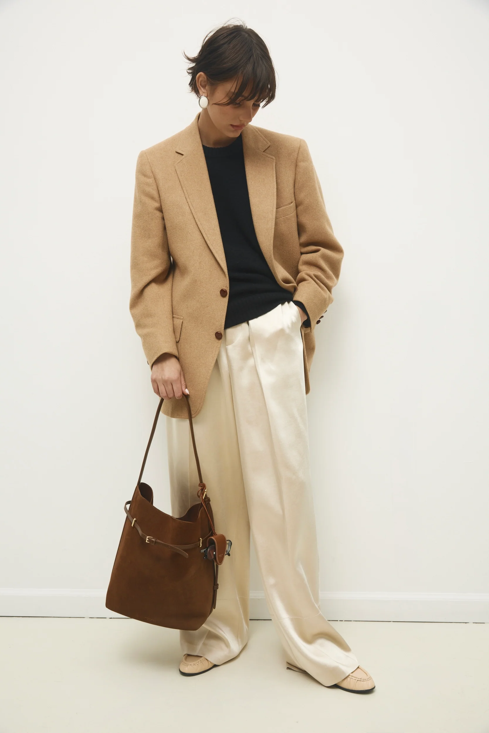 Toffee Suede Belted Tote Bag - Image 27
