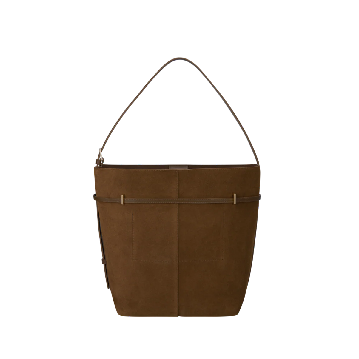 Toffee Suede Belted Tote Bag - Image 5