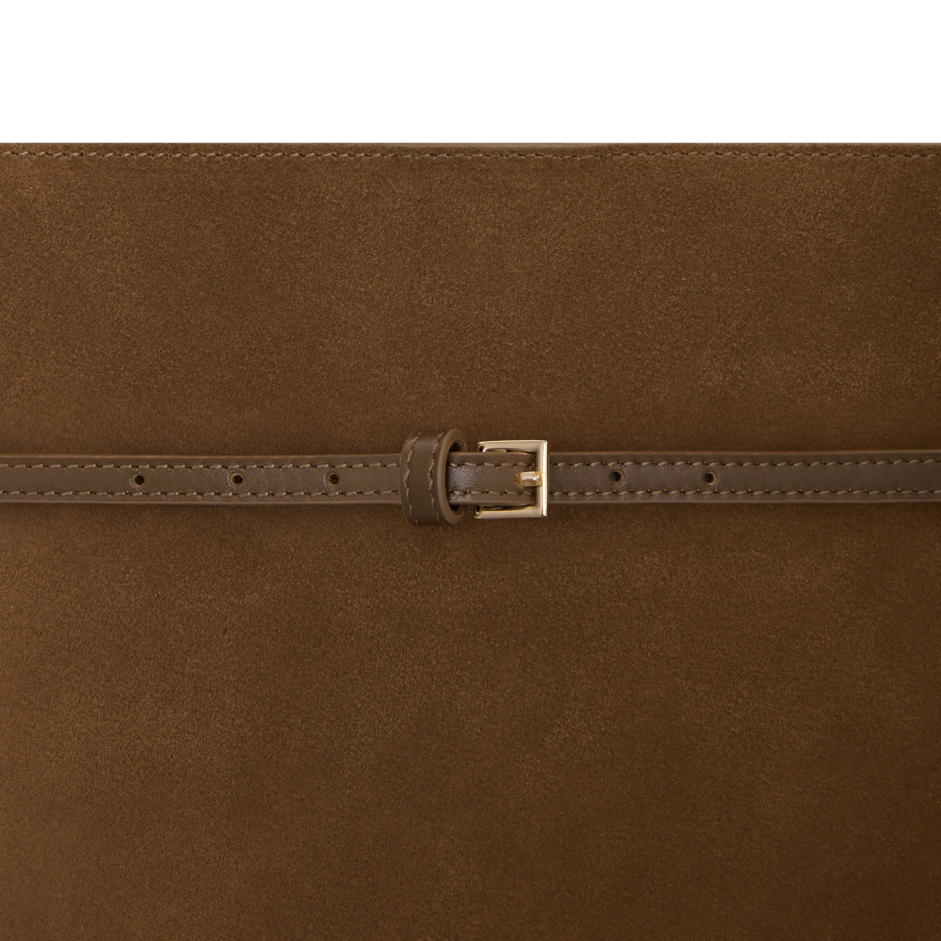 Toffee Suede Belted Tote Bag - Image 6