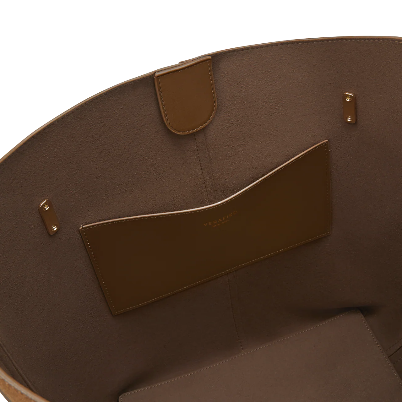 Toffee Suede Belted Tote Bag - Image 9