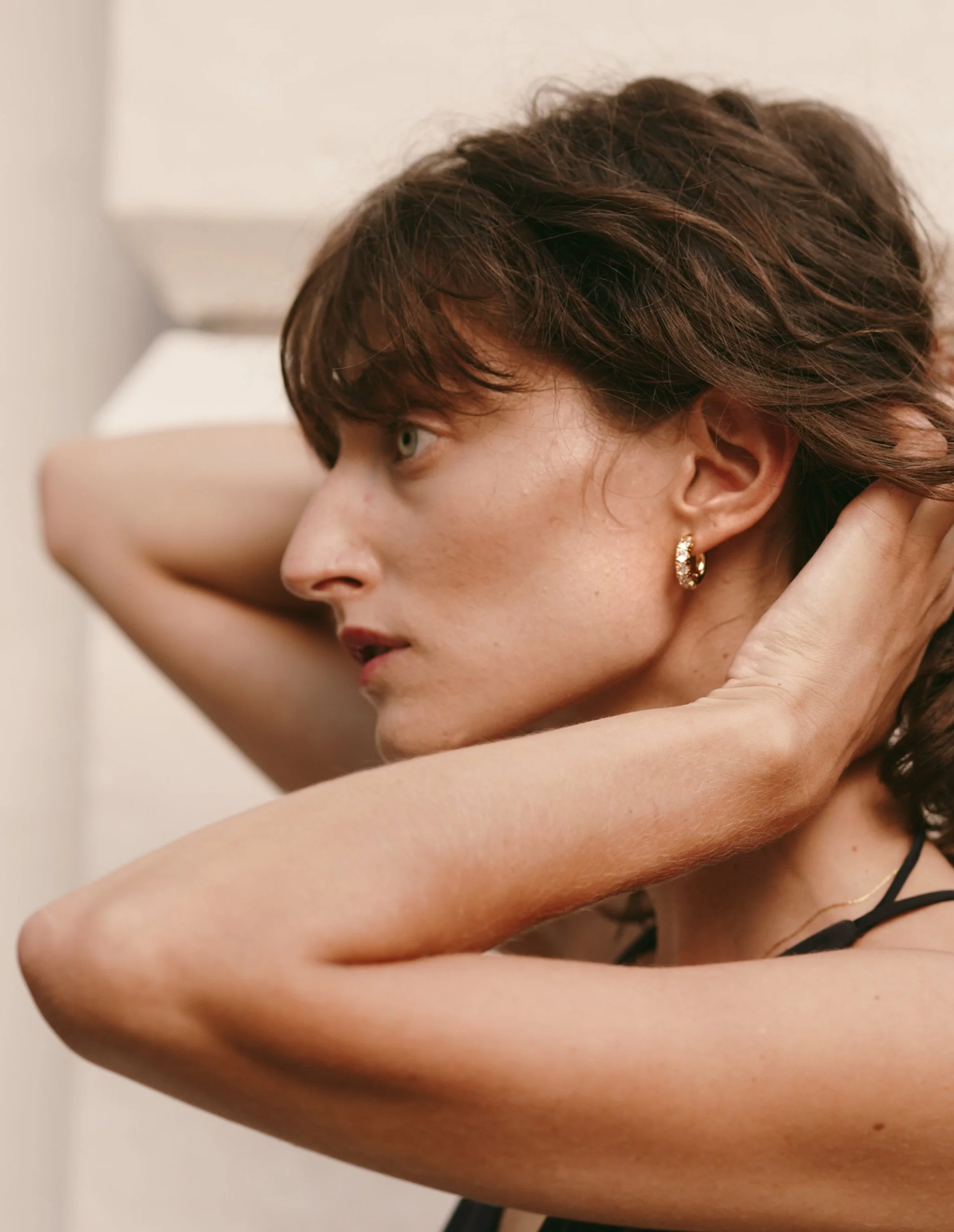 White Stone Hoops (Final Sale) - Image 5