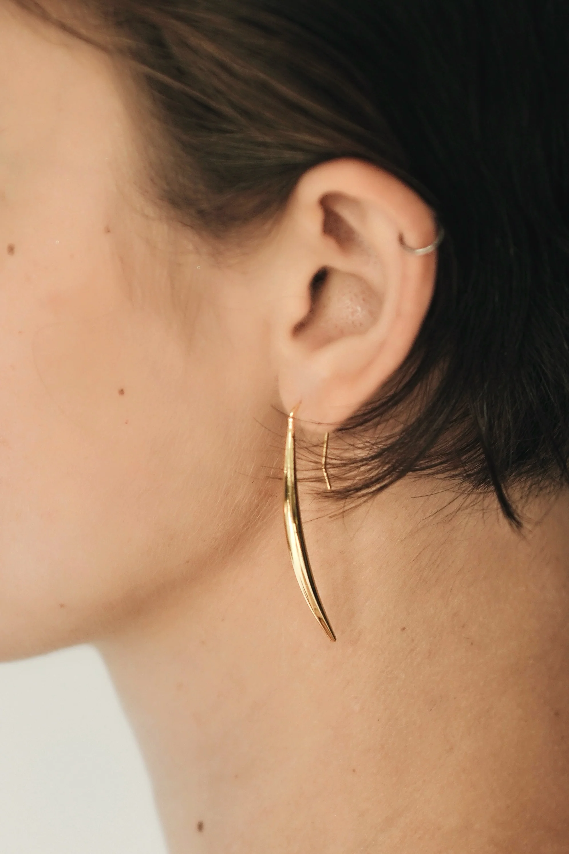 Gold Linear Drop Earrings - Image 4