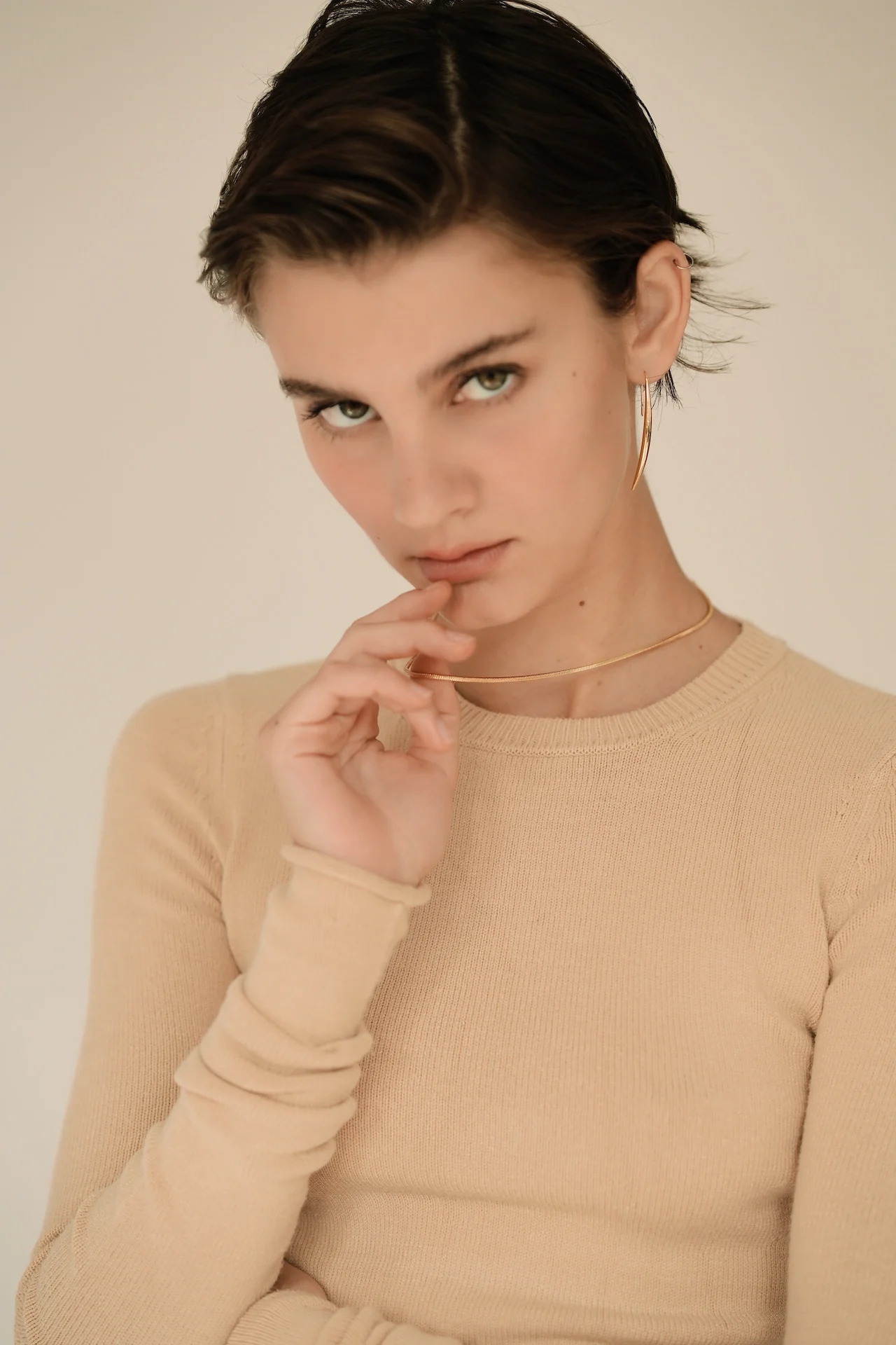 Gold Linear Drop Earrings - Image 5